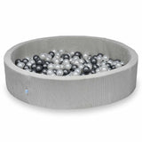 Piscine à balles ronde XXL 130cm en corduroy à larges côtes Tobias - Gris clair | Balles au choix