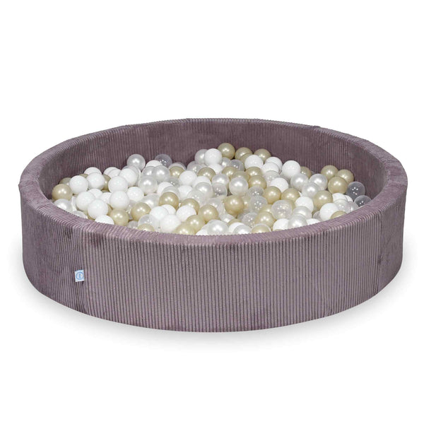 Piscina di palline rotonda XXL 130x30cm in velluto a coste larghe Tobias, 600 palline - Lavanda | Palline a scelta