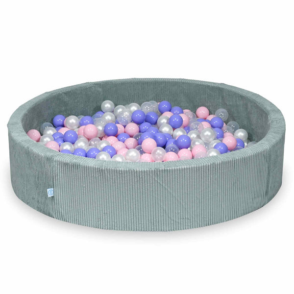Piscina di palline rotonda XXL 130x30cm in velluto a coste larghe Tobias, 600 palline - Menta | Palline a scelta