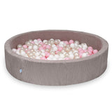 Piscine à balles ronde XXL 130cm en corduroy à larges côtes Tobias - Rose poudré | Balles au choix