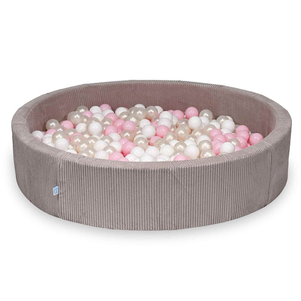 Piscina di palline rotonda XXL 130x30cm in velluto a coste larghe Tobias, 600 palline - Rosa | Palline a scelta
