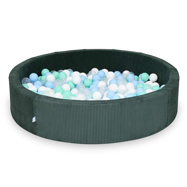 Piscina di palline rotonda XXL 130cm in velluto a coste larghe Tobias - Verde | Palline a scelta