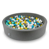 Piscine à balles ronde XXL 130cm en jersey - Gris | Balles au choix