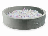 Piscine à balles ronde XXL 130cm en velours épais - Gris | Balles au choix