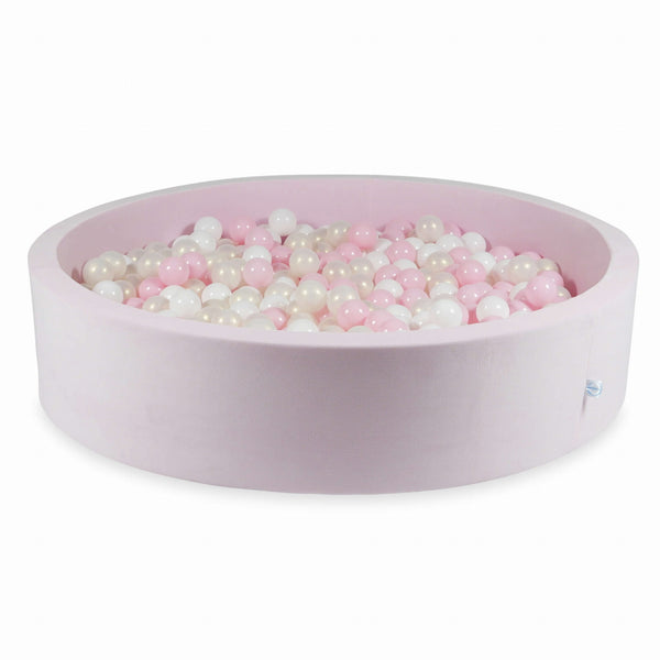 Piscine à balles ronde en velours XXL, 130cm - Rose