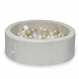 Piscine à balles ronde 90cm en Corduroy à larges côtes Tobias - Beige | Balles au choix