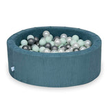Piscine à balles ronde 90cm en Corduroy à larges côtes Tobias - Bleu | Balles au choix