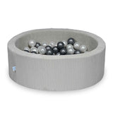 Piscine à balles ronde 90cm en Corduroy à larges côtes Tobias - Gris clair | Balles au choix