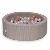 Piscine à balles ronde 90cm en Corduroy à larges côtes Tobias - Rose poudré | Balles au choix