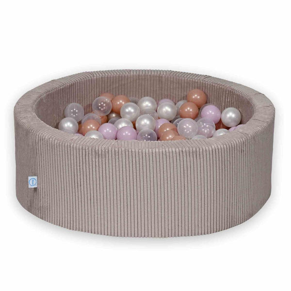 Piscina di palline rotonda 90cm in velluto a coste larghe Tobias, 2 dimensioni - Rosa | Palline a scelta