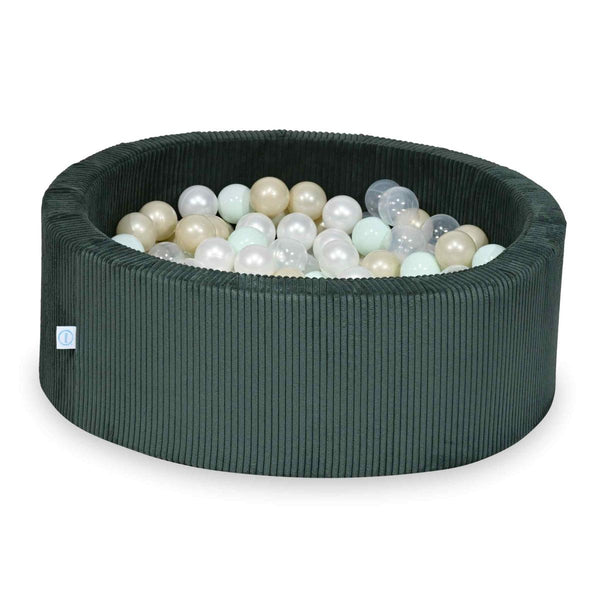 Piscina di palline rotonda 90cm in velluto a coste larghe Tobias, 2 dimensioni - Verde | Palline a scelta