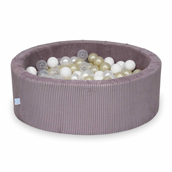 Piscina di palline rotonda 90cm in velluto a coste larghe Tobias, 2 dimensioni - Lavanda | Palline a scelta