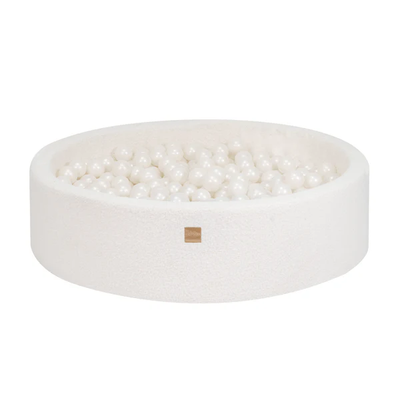 Round ball pit 120x30 cm in looped fabric, 300 balls - White | Balls of your choice