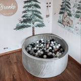 Piscine à balles ronde 90cm en velours épais - Gris | Balles au choix