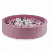 XXL round ball pit 130x30cm in velvet, 600 balls - Raspberry | Balls of your choice