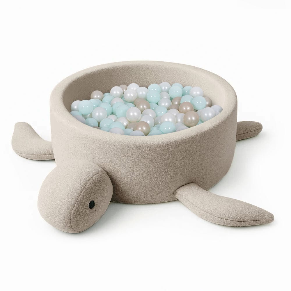 Meowbaby Turtle Ball Pit for Children – Balls to Choose | Oat Biscuit Beige | Boucle