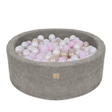 Rundes Bällebad 90x30cm aus Bouclé-Stoff, 200 Bälle - Glasiertes Braun | Bälle nach Wahl
