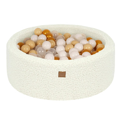 Ronde ballenbad 90x30cm in pluche Bearly, 200 ballen - Crème | Ballen naar keuze