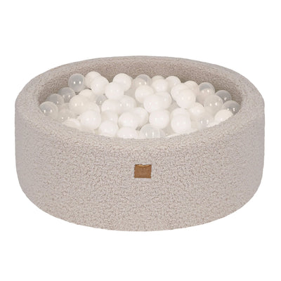 Ronde ballenbad 90x30cm in pluche Bearly, 200 ballen - Grijs | Ballen naar keuze