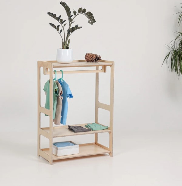 Portant à vêtements hauteur enfant bois FSC • Nils