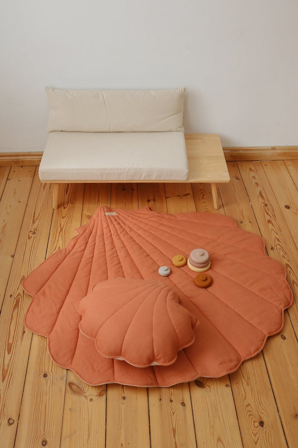 Tappeto in lino, Papaya • Conchiglia