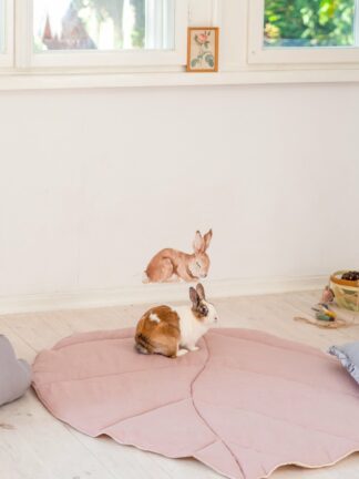 Leinen-Teppich, Pudrosaum • Blatt