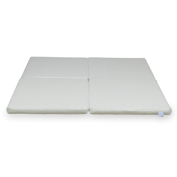 Tapis de jeu Carré en bouclette, 120cm - Blanc