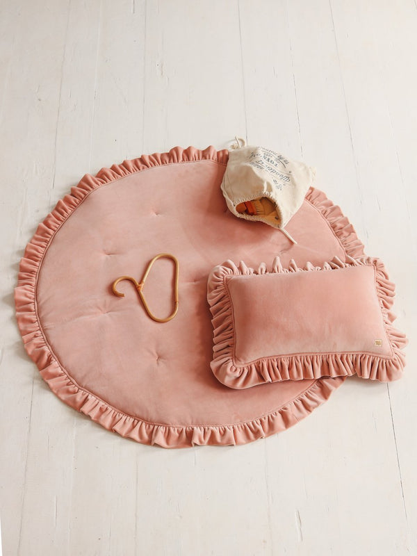 Tappeto rotondo in velluto, Rosa • Oh