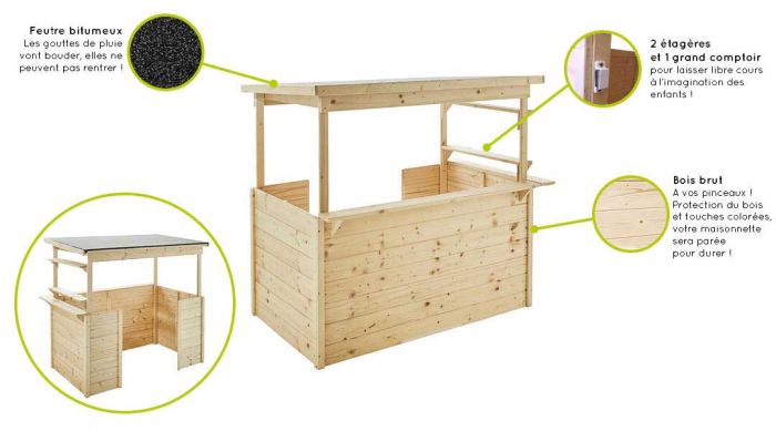 Cabane en bois, marchande pour enfants • LOOVE