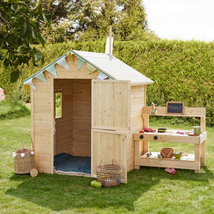 Cabane en bois, maisonnette enfants cuisinière • LOOVE