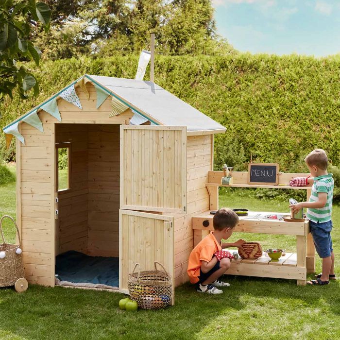 Cabane en bois, maisonnette enfants cuisinière • LOOVE