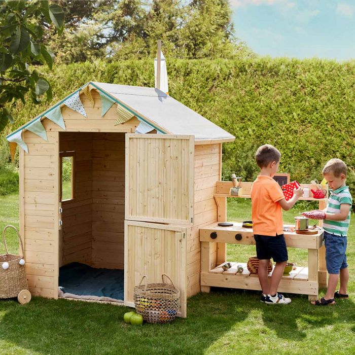 Cabane en bois, maisonnette enfants cuisinière • LOOVE