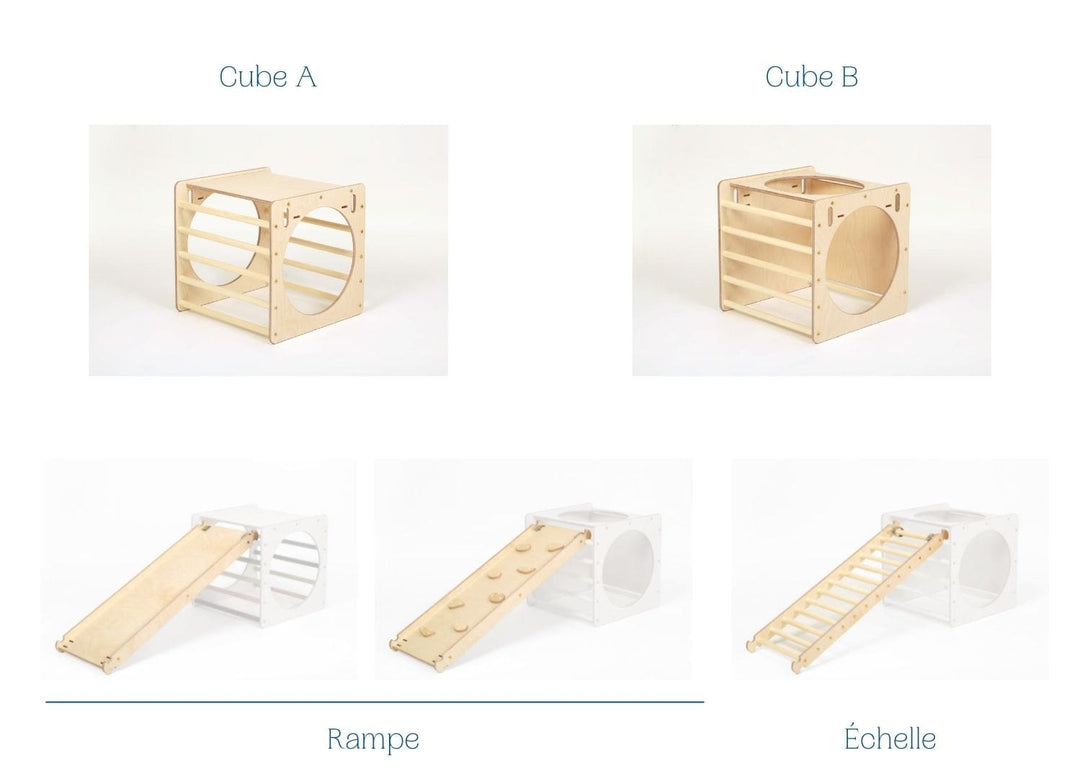 Cube de Pikler en bois, parcours de motricité • LOOVE