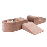 4-piece motor skills course with small velvet ball pool - Ice brown