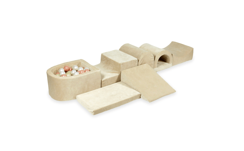DREAMADE Parcours Motricité Bébé 5 Modules – Housse Velours Côtelé Lavable – Piscine à Balles – 3 Ans+