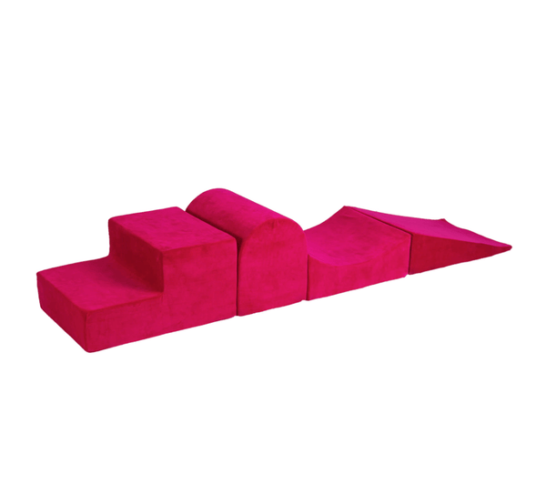 Parcours de motricité 4 pièces en velours, Fushia • LOOVE