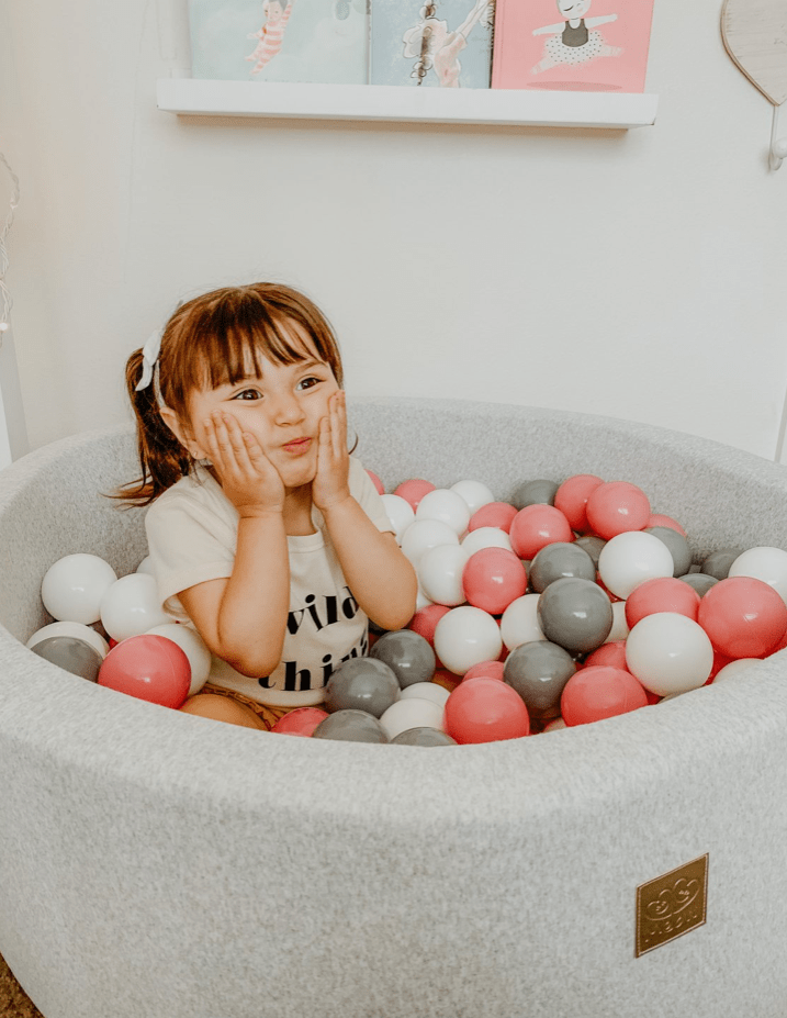 Piscine à balles ronde en coton gris pour enfants • LOOVE