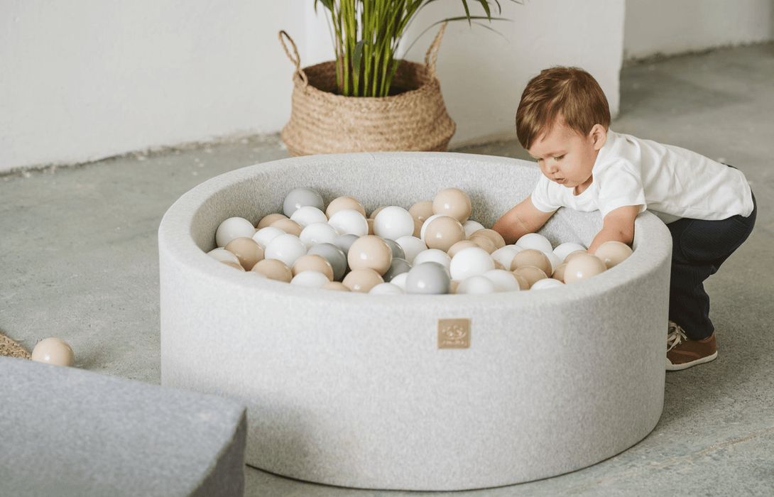 Piscine à balles ronde en coton gris pour enfants • LOOVE