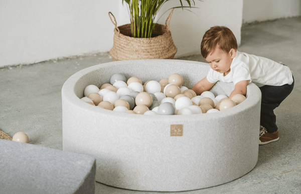 Piscine à balles ronde en coton gris pour enfants • LOOVE