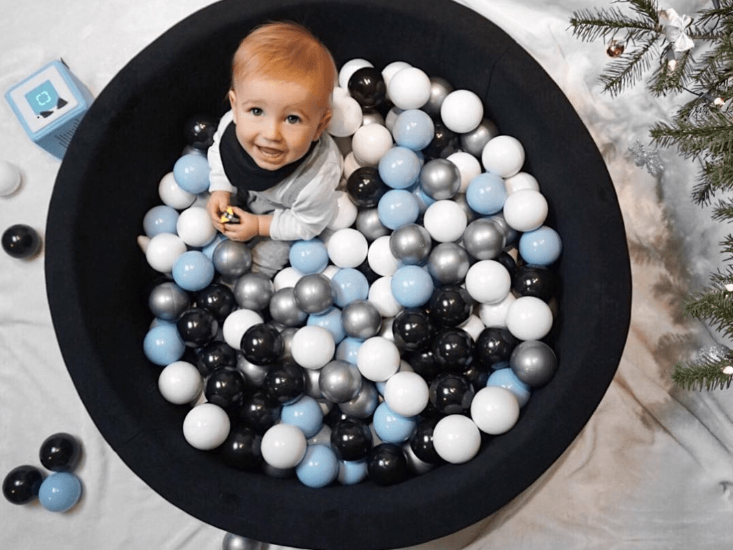 Piscine à balles ronde en coton noir pour enfants • LOOVE