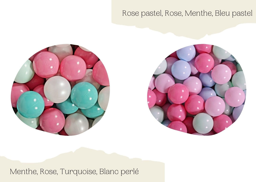 Piscine à balles ronde en velour rose pour enfants • LOOVE