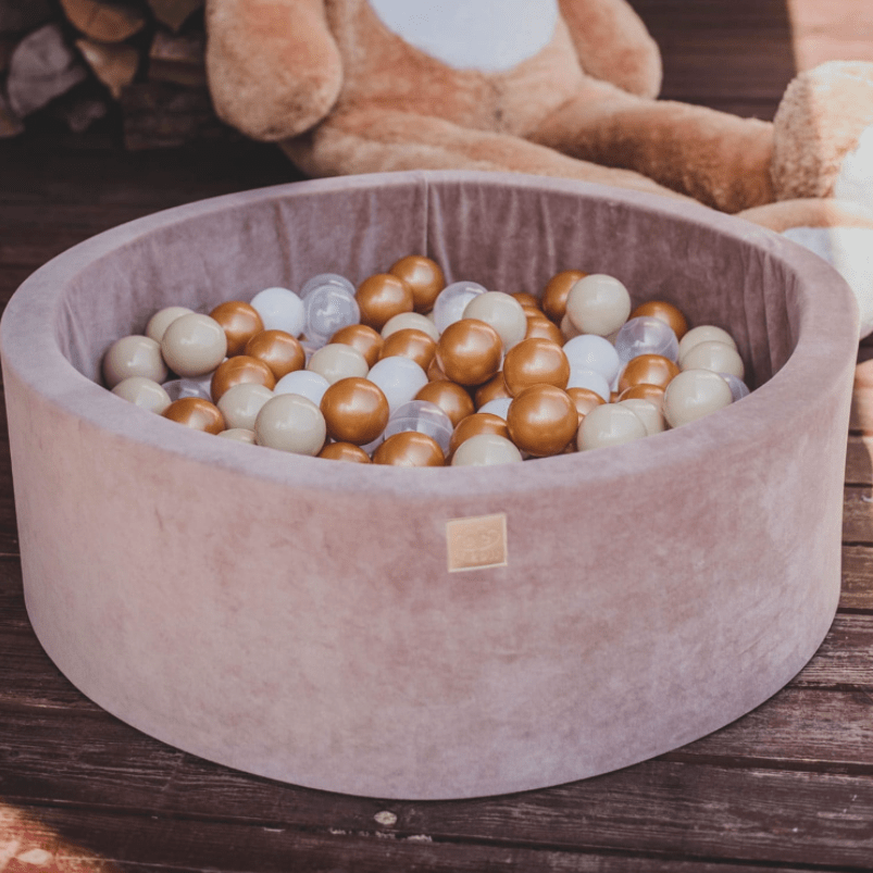 Piscine à balles ronde en velours beige pour enfants • LOOVE