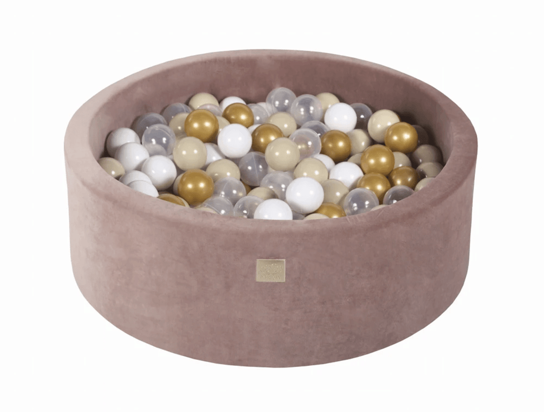 Piscine à balles ronde en velour beige pour enfants • LOOVE