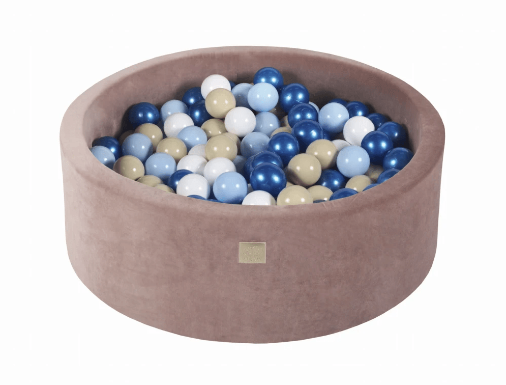 Piscine à balles ronde en velour beige pour enfants • LOOVE