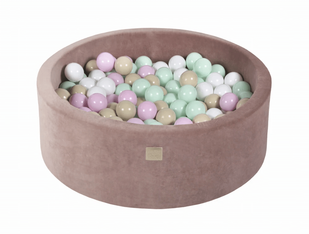 Piscine à balles ronde en velour beige pour enfants • LOOVE