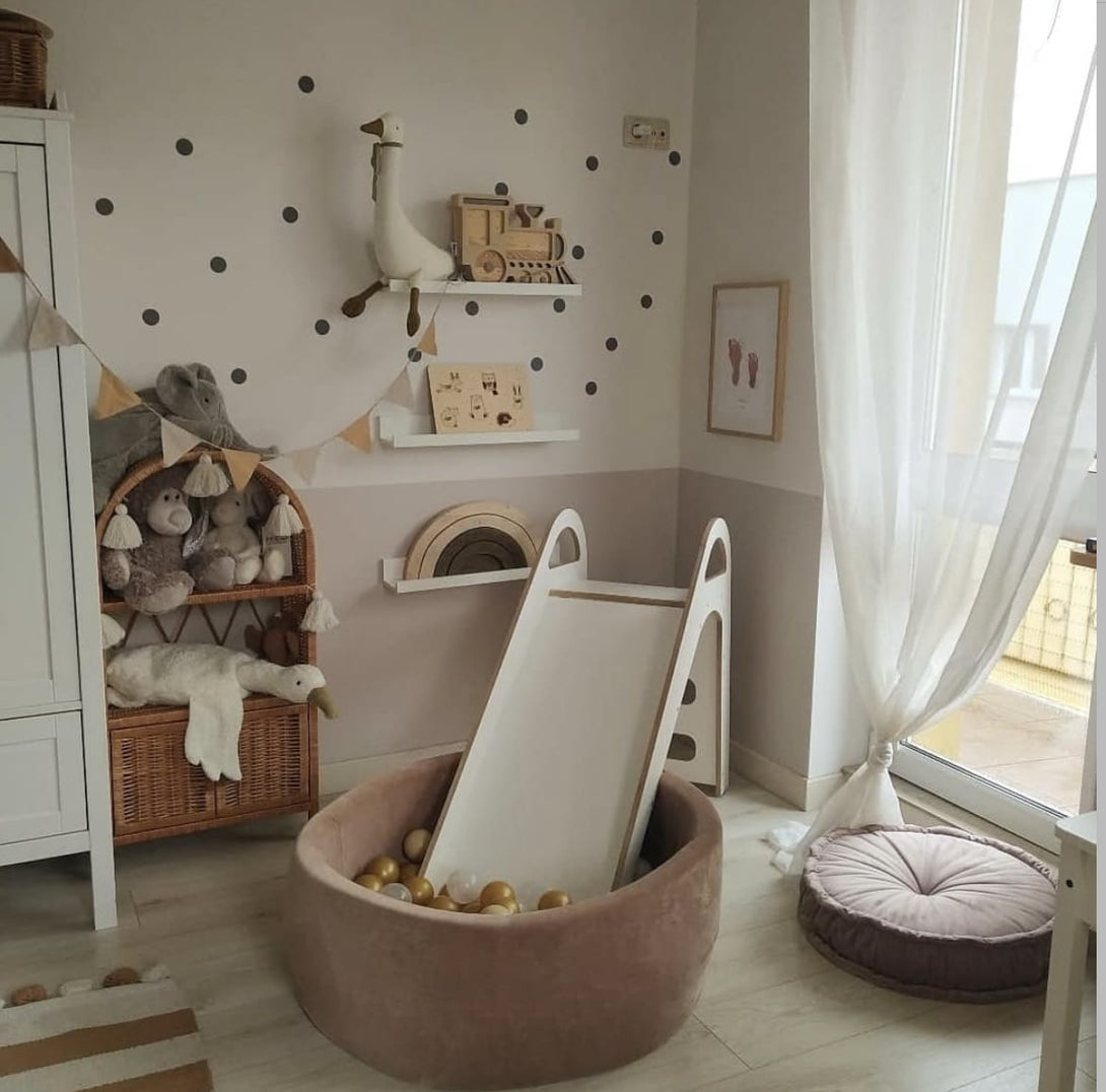 Piscine à balles ronde en velour beige pour enfants • LOOVE