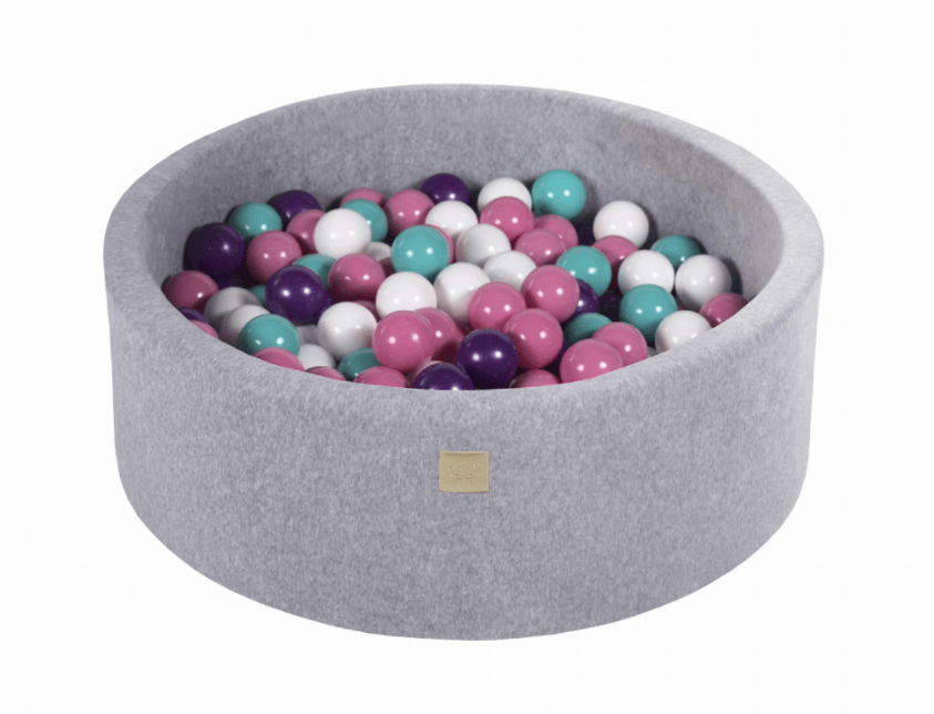 Piscine à balles ronde en velour gris pour enfants • LOOVE