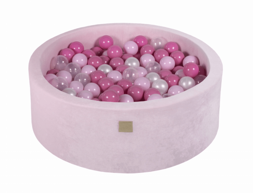 Piscine à balles ronde en velour rose pour enfants • LOOVE