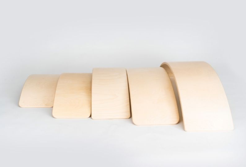 Planche d’équilibre en bois verni, 5 tailles, jeu de motricité • LOOVE