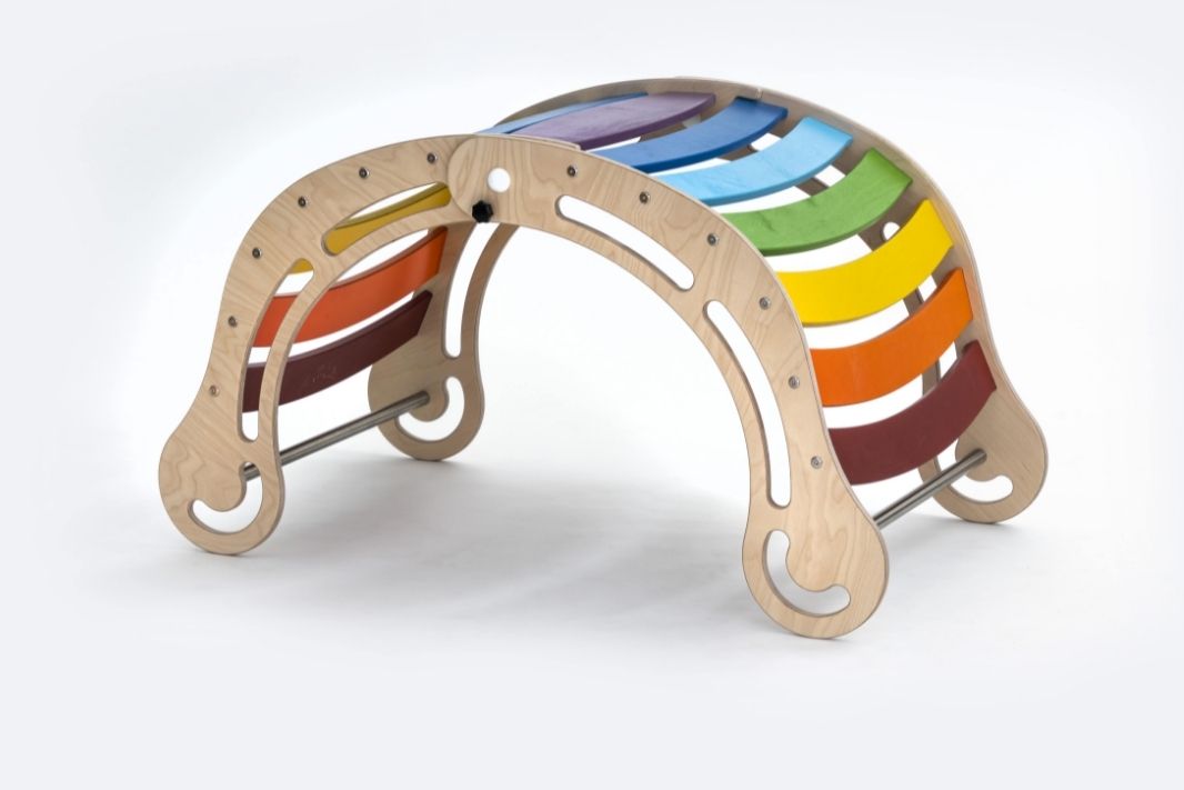 Rocker / Arche d'équilibre à bascule pliable, jeu de motricité, arc-en-ciel • LOOVE